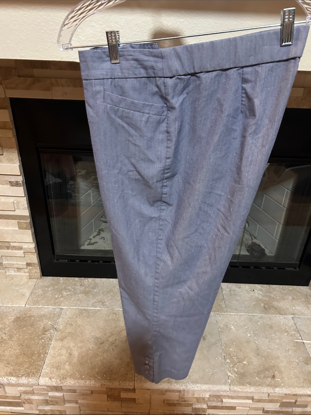 Roz & Ali Women's Cropped Light Blue Dress Pants
